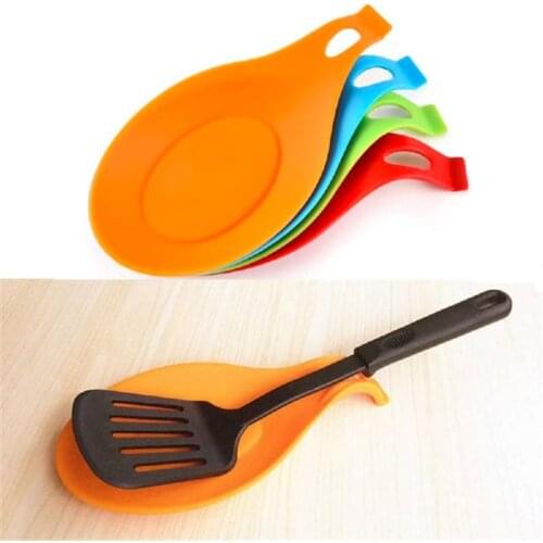 4pcs Silicone Spoon Rest Heat Resistant Insulation Mat Flexible Ladle Spatula Spoon Holder Kitchen Utensil Rest on Stove Top