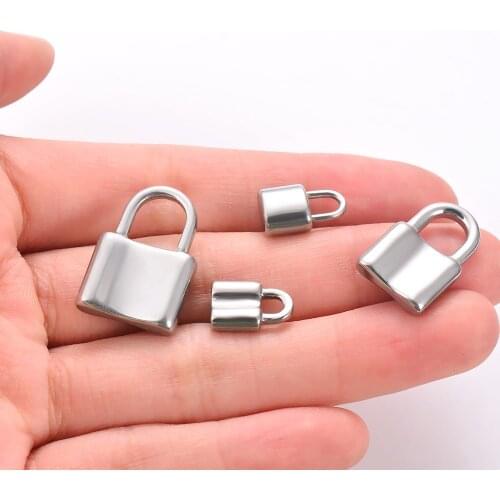 5Pcs/Lot Stainless Steel Lock Pendant Square Lock PadLock Charms Fit DIY Necklace Bracelet Pendants Jewelry Making