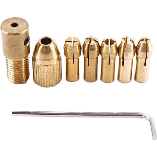 8 Pieces 0.5-3mm Drill Chuck Collets Set of Quick Chuck for Mini Tools Copper Drill Folder Copper Cap Axis Drill Collet Tool Kit