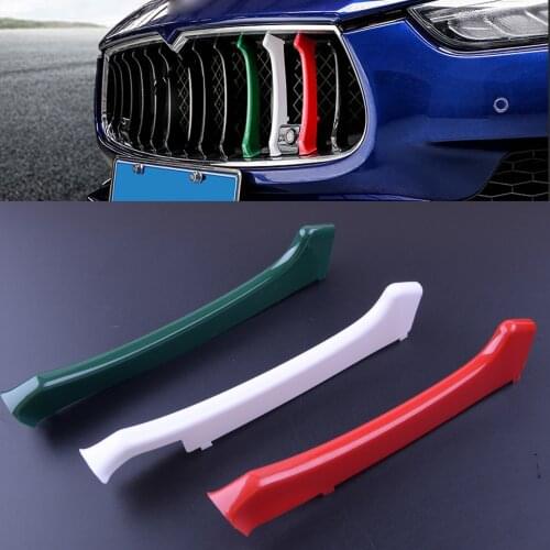 Beler 3pcs ABS Car Front Grill Grille Insert Trim Cover ABS Fit For Maserati Ghibli 2014 2015 2016 2017