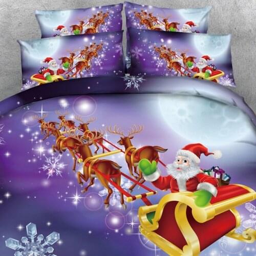 Goldeny Brand 3 Parts Per Set Santa waving and delivering presents 3d Christmas bed set christmas decorations for home