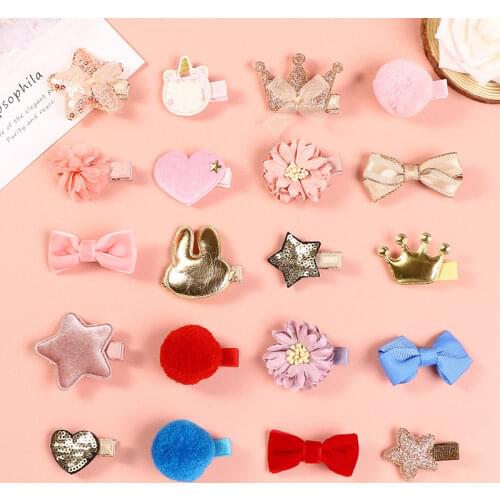 2 Pcs New Colorful Sequin Five-pointed Star Lovely Crown Child Baby Hairpin BB Hair Clips for Baby Girls Kids Hair Accessorie