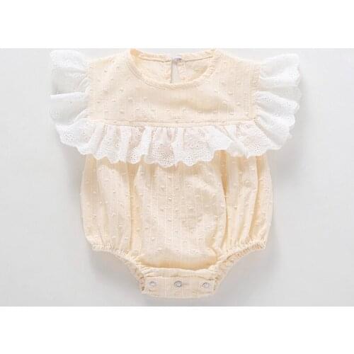 Baby Triangle Crawling Girls Clothes Baby Childrens Lace Crawling Clothes One Year Old Clothes Short Sleeve Pop-Up Clothes