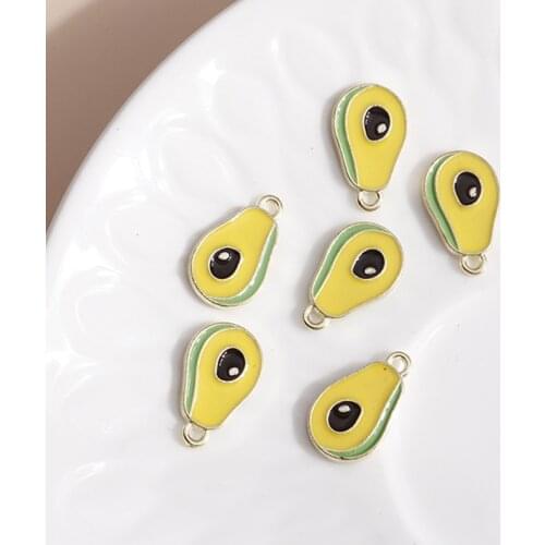 10pcs 10*17mm Enamel Mini Fruit Pear Charms for Jewelry Making Cute Girls Pendants Necklaces Earrings DIY Handmade Accessories