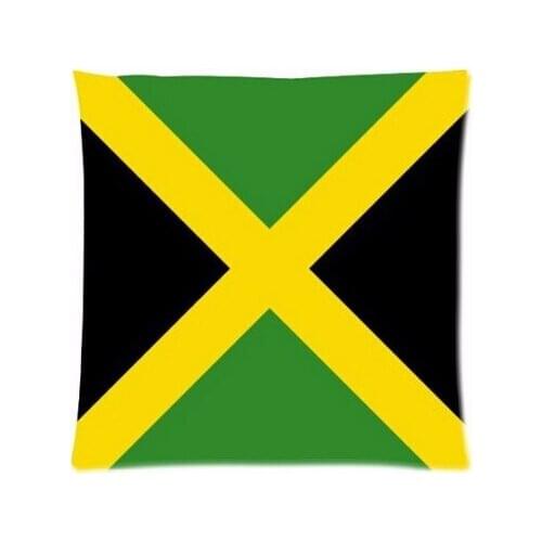 Customized Vintage Style Jamaican Flag Zippered Square Pillowcase Pillow Sham Throw Pillow Cushion Case Two Sides Printed