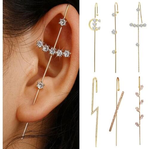 Delicate Wedding Ear Cuffs, Crawler Hook Earrings, Ear Piercing, Climber Clip Earrings, Jewelry for Women & N