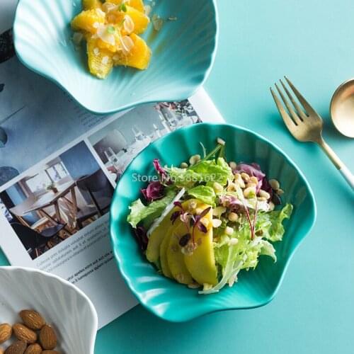 Nordic Solid Shell Shape Ceramic Plate Matte Glazed Porcelain Salad Fruit Tray Ceramics Tableware Dessert Snack Dishes Plate