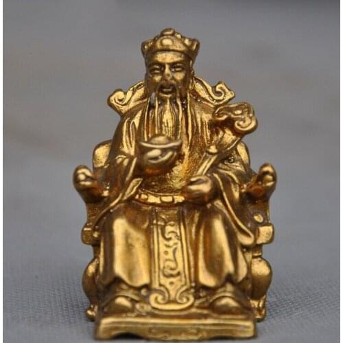 Chinese brass Feng Shui auspicious Yuanbao Wealth God Mammon Ruyi Statue