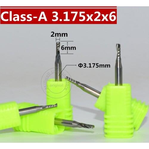 Class-A 3.175mm*2.0mm*6mm,CNC wood tool,carbide End Mill,woodworking insert router bit,1 flute end mill,MDF,PVC,Acrylic