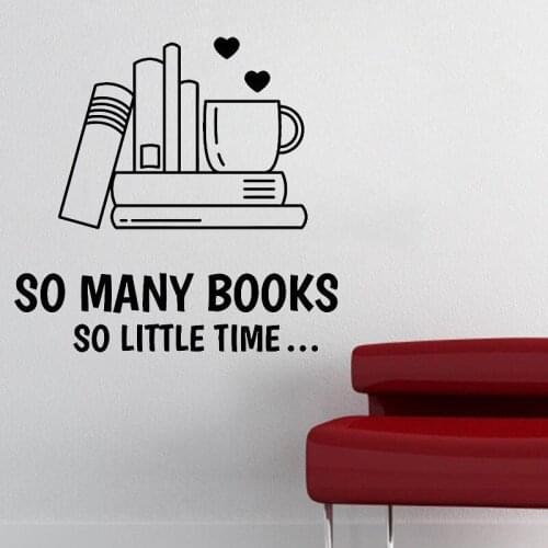 Books Wall Sticker Reading Room Library Study Vinyl Wall Decal Quote Window Stickers Bookstore Cup Mural Bedroom Home Decor
