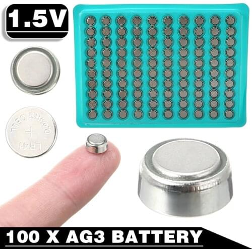 100Pieces 1.5V Button Batteries AG3 LR41 SR41 Lithium Cell Coin Calculators Watch Battery Fit For Small Electronic Devices