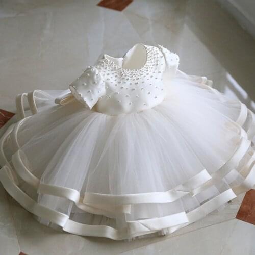 Lovely Beading Short Sleeves Flower Girl Dresses First Communion Dresses Vestidos Princess Dress