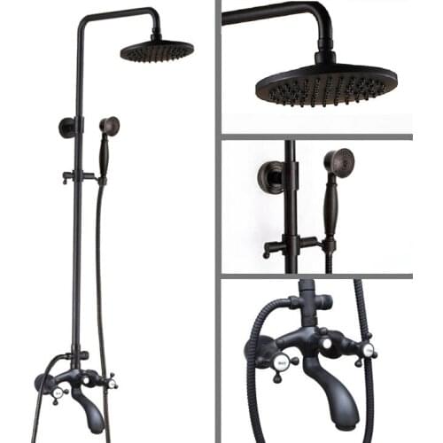 Oil Rubbed Brass Wall Mounted Rain Bathroom Rainfall Shower Faucet Set with Hand Spray Shower Head Bath Tub Mixer Tap 2hg115