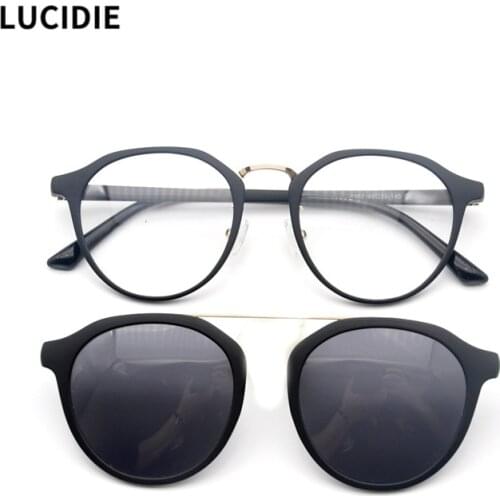 LUCIDIE 2021 Men Women Uv400 Optical Magnetic Sunglasses Clip Ultem Magnet Clip on Eyeglasses TR90 Clips on Sun Glasses Frame