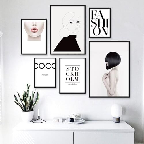 Lips Fashion Girl Canvas Print Nordic Poster Wall Pictures For Living Room Quote Minimalist Wall Art Canvas Painting Home Decor