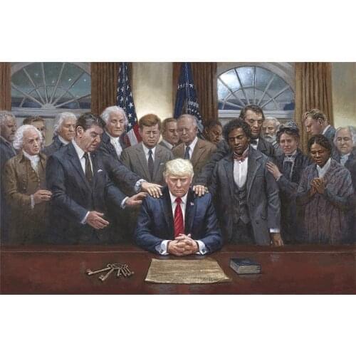 Legacy of Hope Historical Figures Praying for Donald Trump Canvas Art Posters Painting Wall Decor for Living Room Bedroom