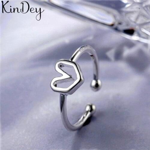 Wholesale Real Silver Color Love Heart Rings For Women Statement Jewelry Finger Ring anillos mujer bijoux