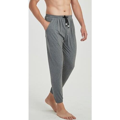 Spring Summer Fall Thin Soft Modal Cotton Lounge Pants Nightwear Mens Pajamas Loose Breathable Elastic Home Men Sleep Bottoms
