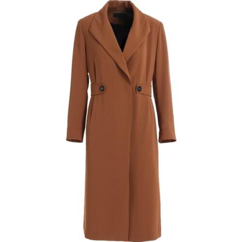 Gowani Women Tailored Double Breasted A-line Trench Coat Simple Classic Fahion Autumn Coat