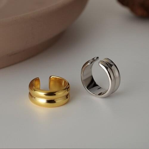 10MM ONLY 1PC (No pierced) 925 Sterling silver White/ Gold convex Surface Smooth Layers Rows CLIP Earrings Fine jEWELRY TLE1176