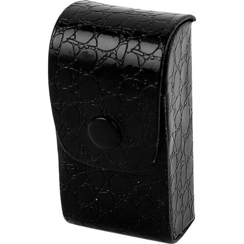 MCGS-Faux Leather Press Buckle Folding Eyeglasses Case Glasses Box Black