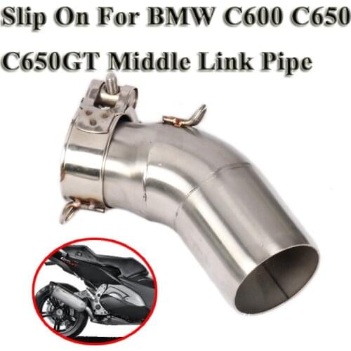Slip On For BMW C650 C600 C650GT Motorcycle Exhaust Escape Modified Stainless Steel Connection Middle Link Pipe Without Muffler