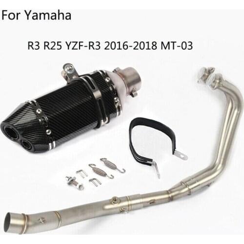 Slip On For Yamaha R3 R25 YZF R3 MT03 Motorcycle Full Exhaust System 38-51mm Header Escape Pipe Front Header Middle Link Tips Pi