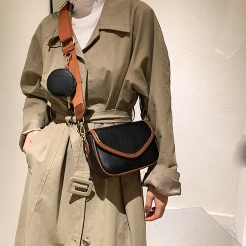 Soft PU Leather Shoulder Crossbody Bags For Women 2021 Simple Lady Handbag With Round Purses Female Trend Travel Totes Bag 2 Set