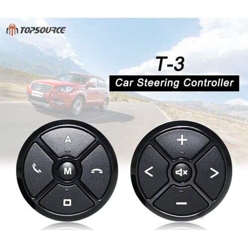TOPSOURCE Universal Car Steering Wheel Control Key Music Wireless DVD GPS Navigation Car Radio Remote Control Buttons Black T-3