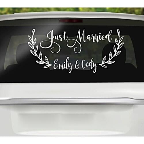 Just Married Wedding Car Decal Getaway Car Decoration Just Married Decor Wedding Car Window Glass Vinyl Decals Sticker B122