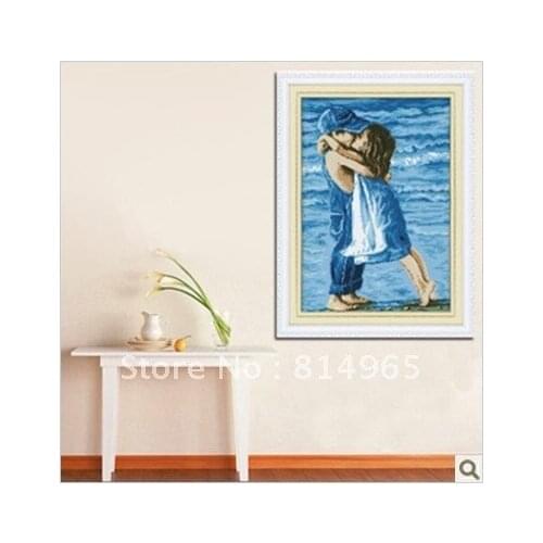 Embroidery Best Quality 3 Pieces (1 lot=3 pieces) 5-15Business Days Cross Stitch Boy Girl Angle Scenery Ocean Childhood