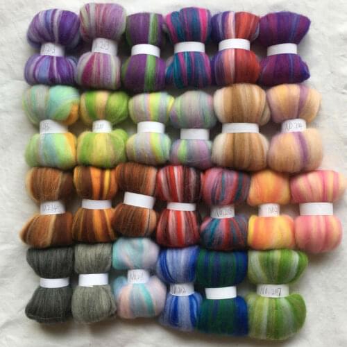 WFPFBEC 25 colors Australia 20um sheep 100% wool fiber needle felting wool for felt wool roving 10g/20g/50g/color