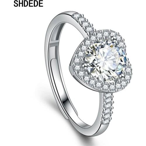 SHDEDE Heart Couples Promise Rings Embellished With Crystals From Swarovski Women Exquisite Wedding Party Fashion Jewelry WH154