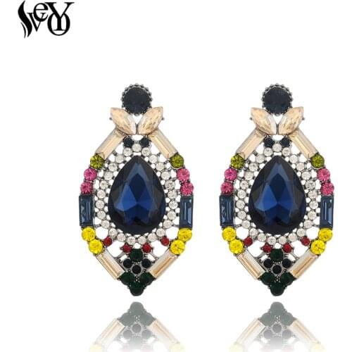 VEYO Colorful Stylish Ethnic Stud Crystal Earrings for Women Brinco New Arrival Earings Fashion Jewelry