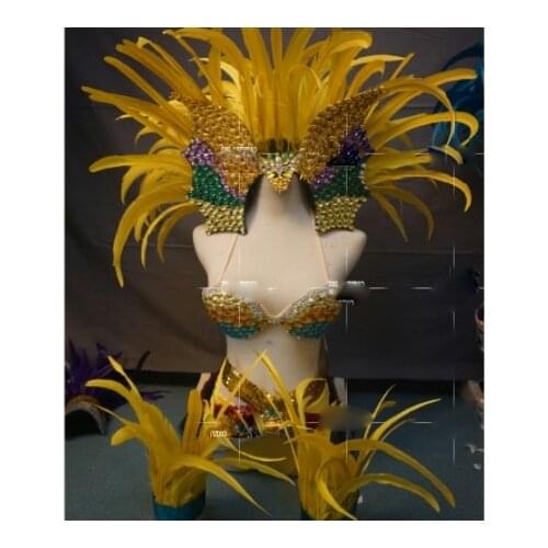 Women stage dance show Sexy samba feather costumes Bar commercials gogo feather costume