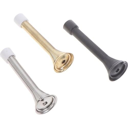 1Pc Rubber Cap Metal Door Stops Spring Stopper Wall Mounted Skirting Board 85mm Door Stopper