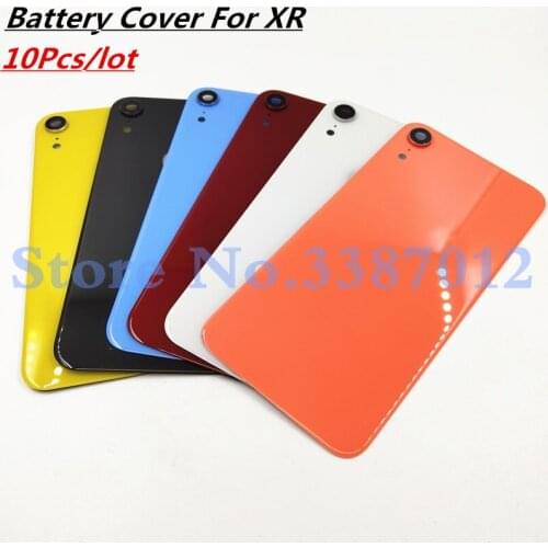 10Pcs/lot For iPhone XR Back Battery Cover Rear Glass Panel Housing Case Repair Replacement Part + Camera Lens&Frame