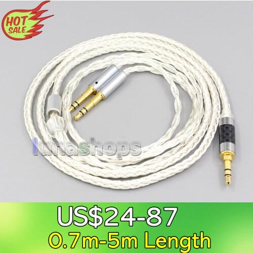 LN007043 16 Core OCC Silver Plated Headphone Cable 7mm High Step For Beyerdynamic T1 T5P II AMIRON HOME Denon AH-D600 AH-D7100
