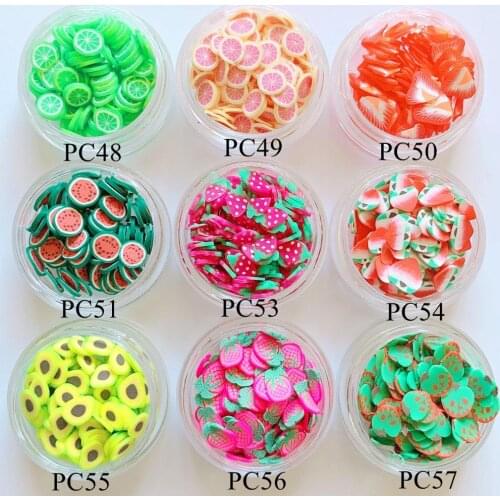 1Jar Fruit Slices 3D Polymer Clay Slices Fancy Nail Art Deco Polymer Clay Deco in Jar Strawberry Peach Lemon Shape