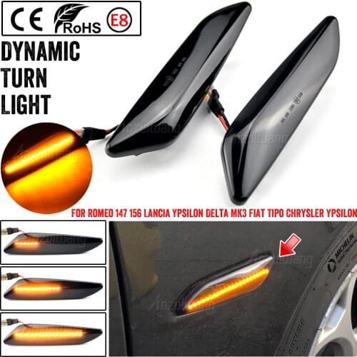 2Pcs LED Dynamic Side Marker Light Arrow Turn Signal Blinker Lamps For Alfa Romeo 156 147 / Fiat Tipo / Lancia Delta 3 Ypsilon