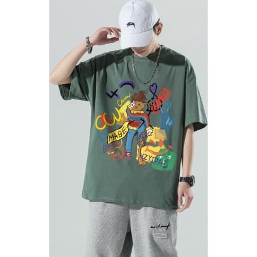 2021 Summer New Colorful Letter Print T-shirt Fashion Tops 100% Cotton Tees Plus Size Breathable Brand Hip Hop Street Tee