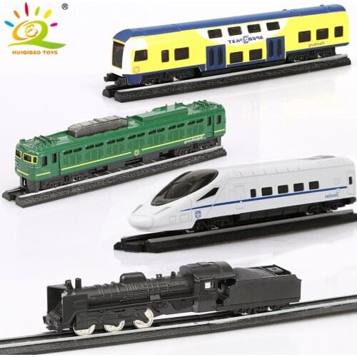4pcs/set Track Train High-speed Rail Metal Alloy Inertia Car Models Iron Horse Track Diecast Model Toys For Children