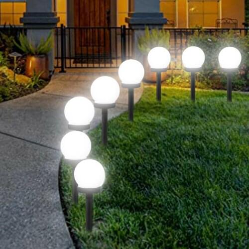 8Pcs/Lot LED Solar Powered Garden Light Outdoor Waterproof Ground Plug In Spherical Bulb Lawn Lights Panel Solar Landscape Lamp