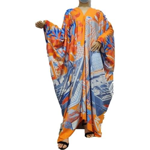 African dresses for women 2021 Popular Bohemian Thailand Summer Beach Silk Kaftan Maxi Dress Traditional Muslim Abaya