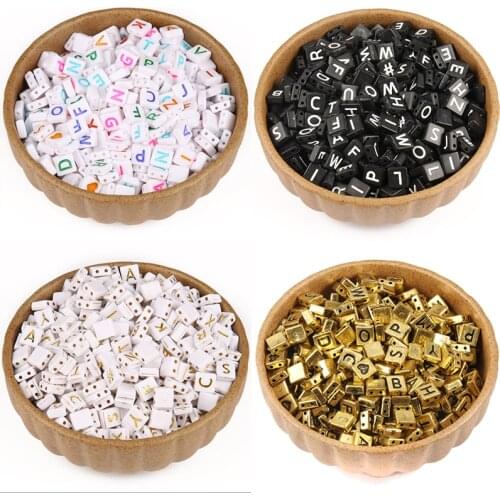 8mm Mixed Two Hole Letter Acrylic Beads Alphabet Square Loose Spacer Beads for Needlework Jewelry Making Diy Bracelet Necklace