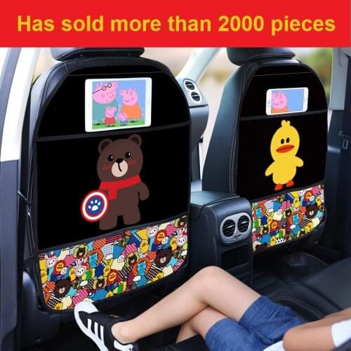 Cartoon Cute Car Seat Cover Kids Seat Back for Kids Children Baby Storage Pocket Wear Resistant Anti Kick Mat Waterproof Pad
