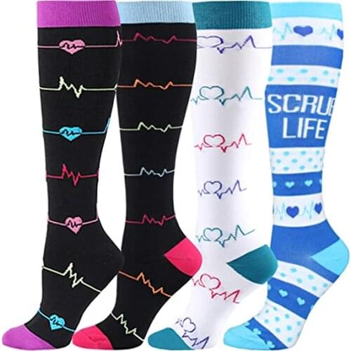 58 Styles Compression Stockings Fun Heart Shaped Tube Socks Sports Legging Pressure Running Travel Compress Socks For Women Men