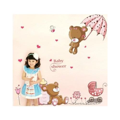 DIY Cartoon Lovely Cute Beer Vinyl Wall Sticker Animal Baby Shower Home Decal Kids Baby Rooms Bathroom Decoration Wall Art Mural