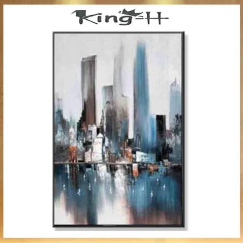 Home wall decoration Handmade oil painting on canvas city building scenery wall art hanging pictures for living room Entr