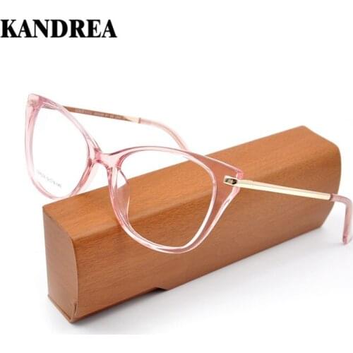 KANDREA NEW Fashion Womens Computer Eyeglasses Cat Eye Glasses Frame Female Transparent Round TR90 Clear Lens Oversized Eyewear